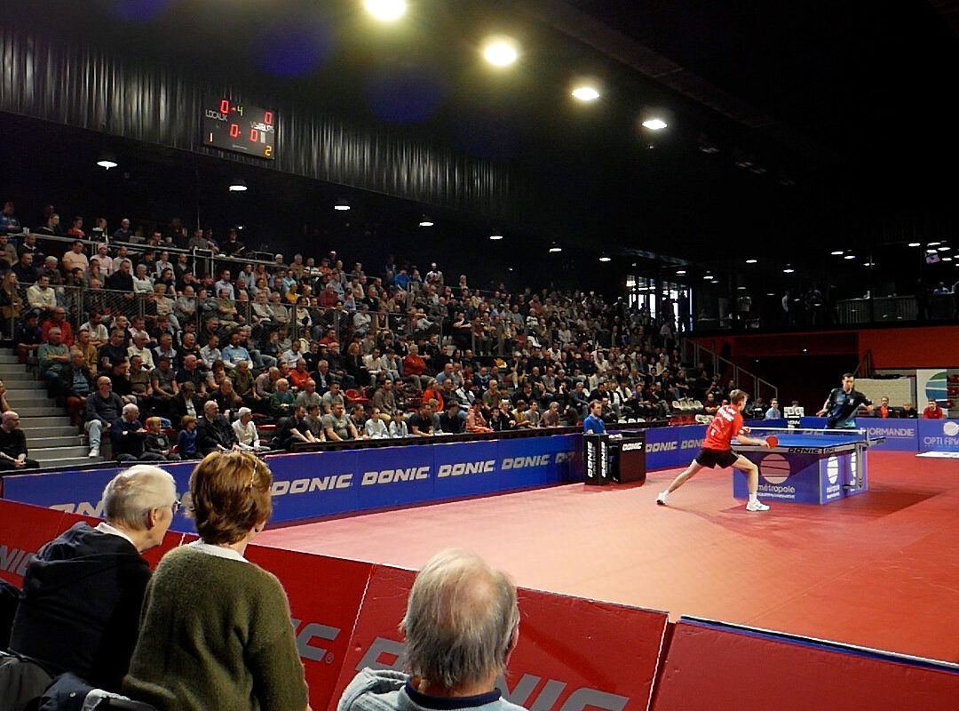 Spectateurs au bord de l'aire de jeu du Kindarena lors d'un match de Pro A